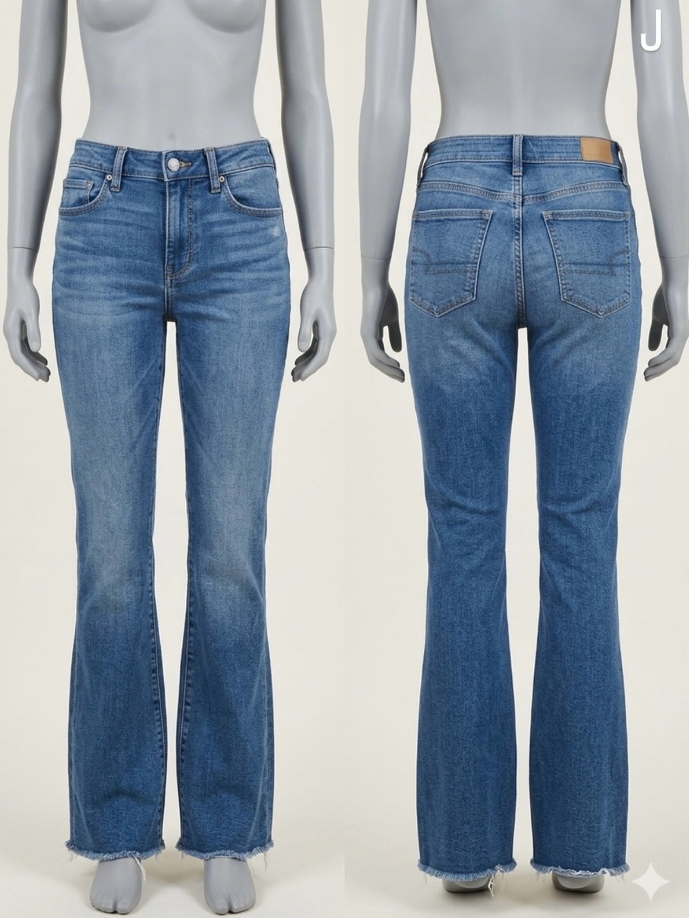 American Eagle Outfitters Medium Blue High-Rise Flare Jeans - Short